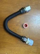 12" Flexible 3/8" Flex Gas Line Connector Kit for NG LP Fire Pit Fireplace