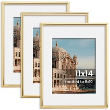 11x14 Picture Frame, Display Pictures 8x10 with Mat or 11x14 Without Mat, Wal...