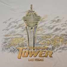VTG 1990s Stratosphere Tower Las Vegas T-Shirt Tee XXL Art Gold Casino Made USA
