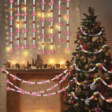 108 Ft Christmas Candy Cane Peppermint Red and White Decorations Hanging Garl...
