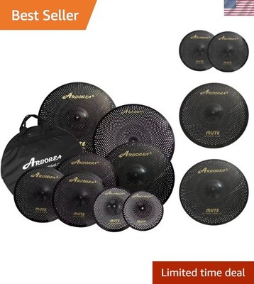Low Volume Cymbal Pack 8pcs Black Quiet Practice Cymbals for Drums Set 10''/12...