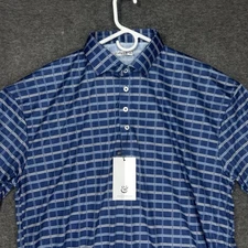 Collars and Co Polo Mens XL Blue Plaid Dress Collar Short sleeve