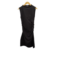Quince Women Stretch Cotton Jersey Mock Neck Mini Dress Black M