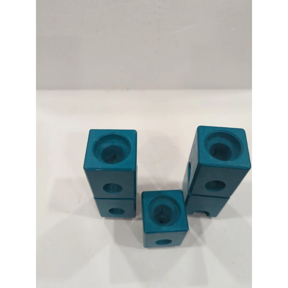 Hape Quadrilla Wooden Marble Run Replacement Lot Of 5 Turquoise Blocks - Image 2 of 4