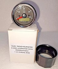 Tachometerhourmeter 0-4000 Rpm Alternator Signal Gauge Black Bezel 12v Tachometerhourmeter 0-4000 Rpm Alternator Signal Gauge Black Bezel 12v