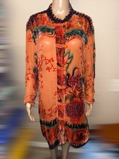 URU Kristine St. Rrik OS Button Sheer Dress Bohemian Beach Wedding Silk Blend