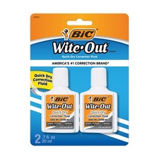 Bic Wite-Out Quick Dry Correction Fluid - 2 pack - 2 Count Pack of 1 , White
