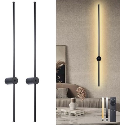 DENBORIX Battery Operated Wall Sconces, Set Of 2, Rechargeable, Remote, 23.62in