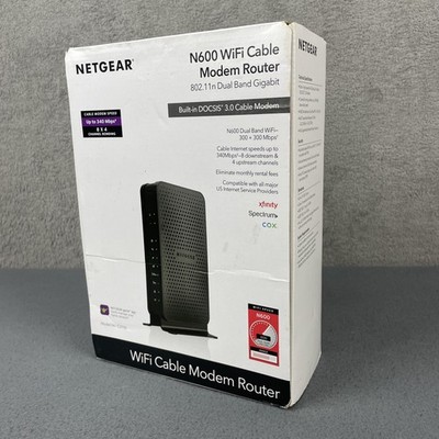 NETGEAR C3700 N600 WiFi Cable Modem Router Dual Band DOCSIS 3.0 Black Gigabit