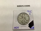 1935 S Walking Liberty 90% Silver Half-Dollar from San Francisco Mint 07232518td