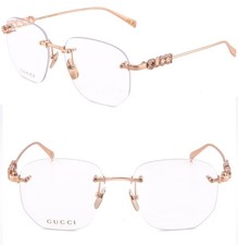 GUCCI GG1806O 1806 Rose Gold Crystal Logo Metal Optical Eyeglasses 54mm 003