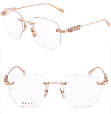 GUCCI GG1806O 1806 Rose Gold Crystal Logo Metal Optical Eyeglasses 54mm 003
