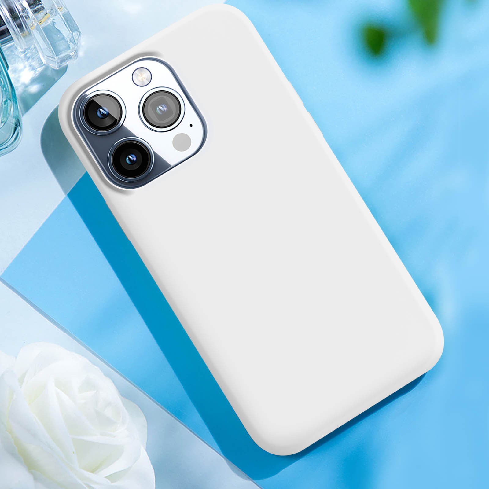 Coque iPhone 15 Pro Max avec intérieur microfibre blanc anti-choc