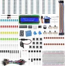SUNFOUNDER Electronics Fun Kit with 1602 LCD Module, Breadboard, LED, Gold 