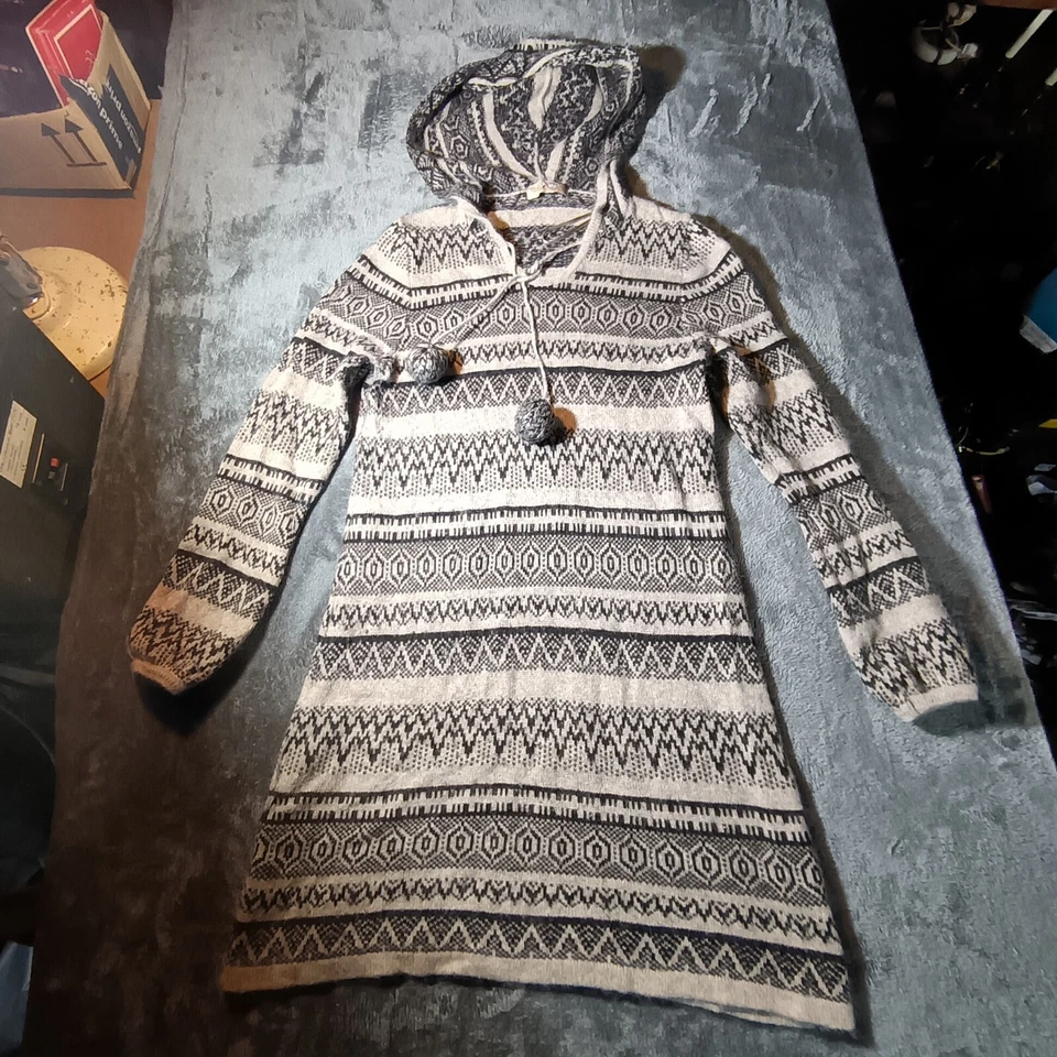 M&S Woman Fair Isle Jumper Dress With Hood Size 10 Tunic Wool Blend - Image 2 of 4