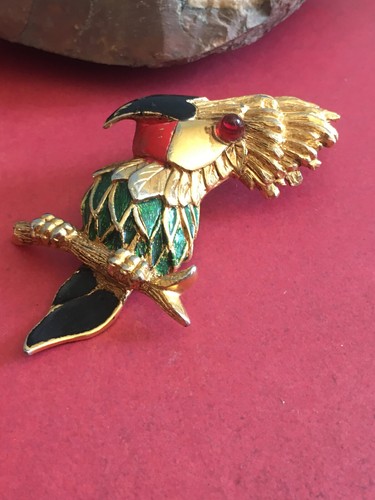 VINTAGE RARE BROCHE OISEAU PERROQUET MARCEL BOUCHER BIRD PARROT BROOCH - Foto 6 di 11