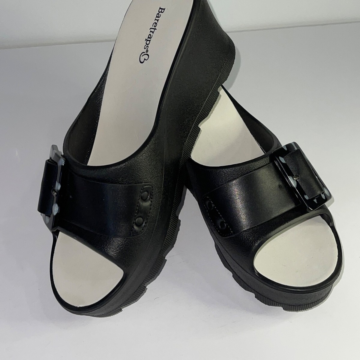 BARETRAPS Britany Shoes Black Platform Wedge Slide Sandals Women’s Size 8M  NWOB - Main Image