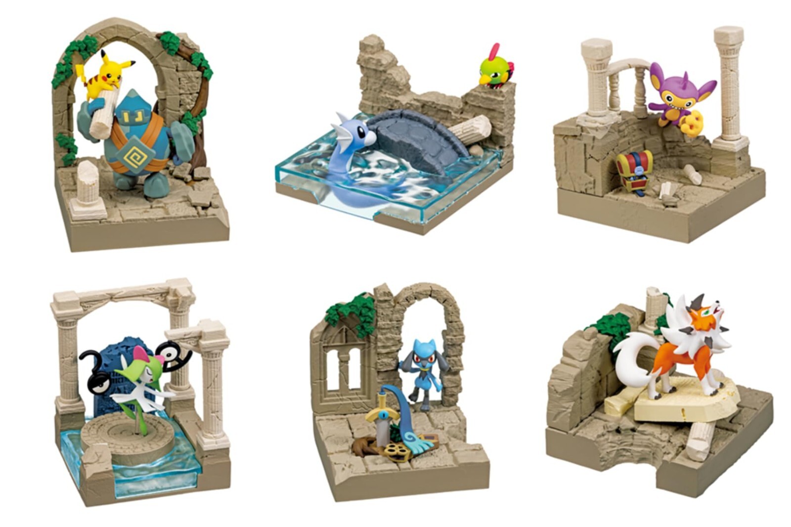 RE-MENT Pokemon Diorama Collection Old Castle Ruins Mini Figure 2 Dratini & Natu