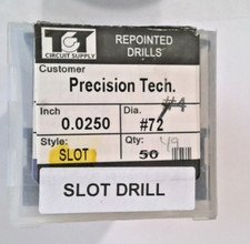 TCT REPOINTED DRILLS SLOT 72 0.0250" DIA 0.264" FLUTE LOT OF 50 