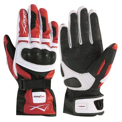 A-PRO Protective Touring Racing Leather Motorcycle Motorbike Gloves White Red L