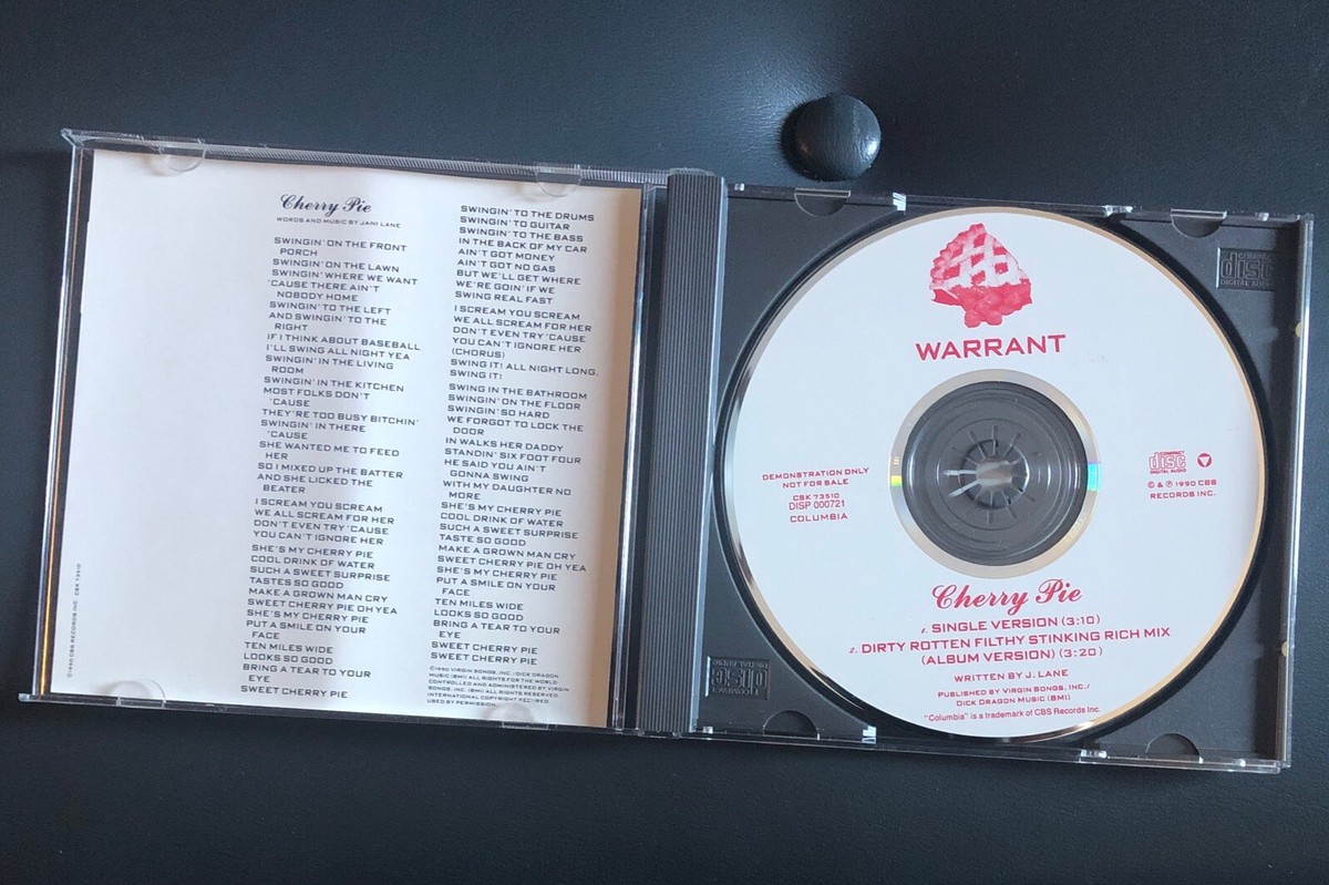 Warrant: Cherry Pie Promo CD 2 VERSIONS!! ORIGINAL PROMO ONLY | eBay
