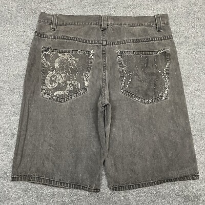 Vintage Avirex Shorts Mens 42 Black Baggy Faded Hip Hop Grunge