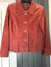 Alexon Genuine Suede Jacket, S.10, Brick Colour, Buttons, Long Sleeves