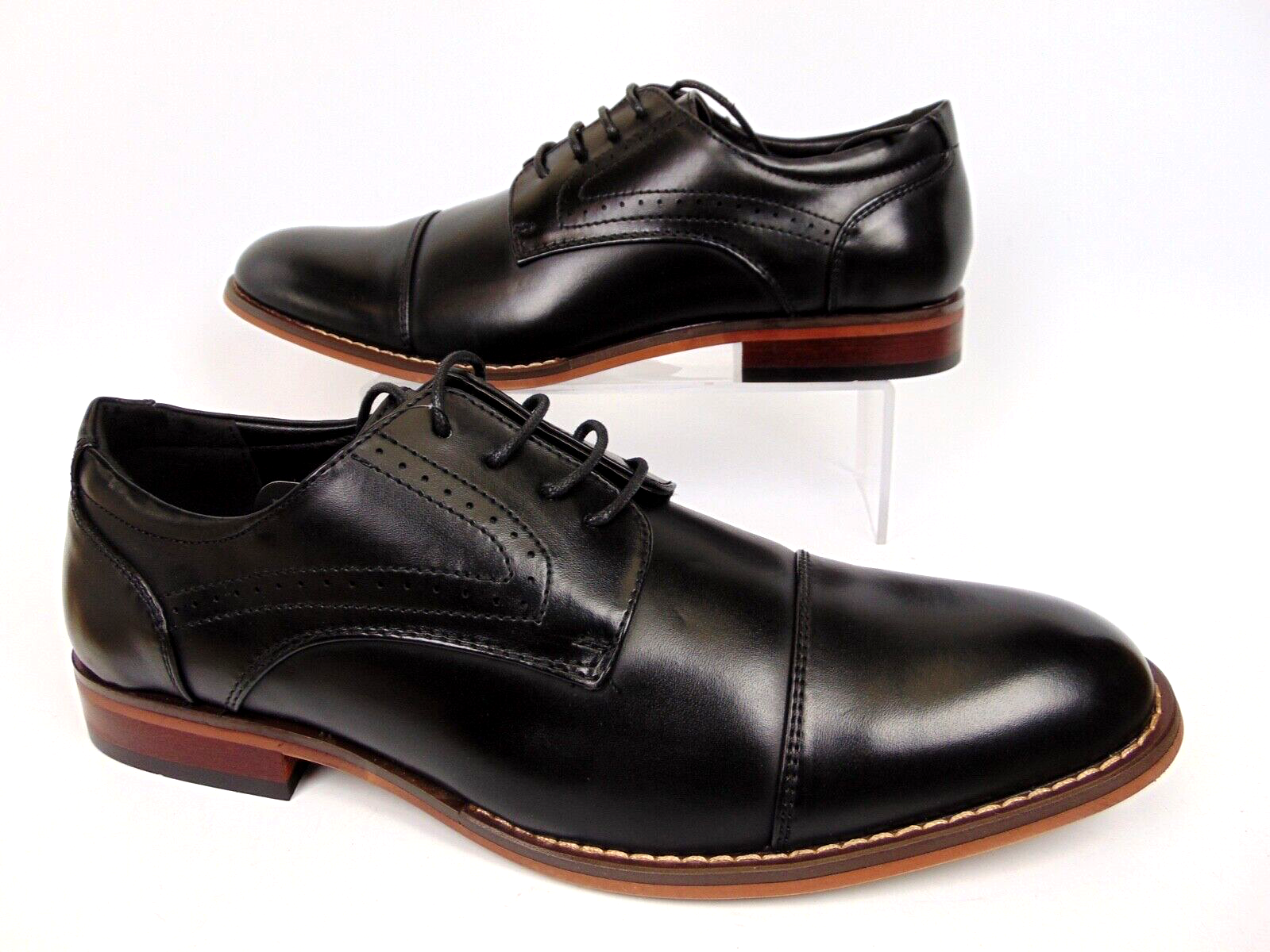 SAOLA Vostey BMY636 scarpe eleganti uomo Oxford casual punta a cappuccio formale taglia 10 0 nere NUOVE