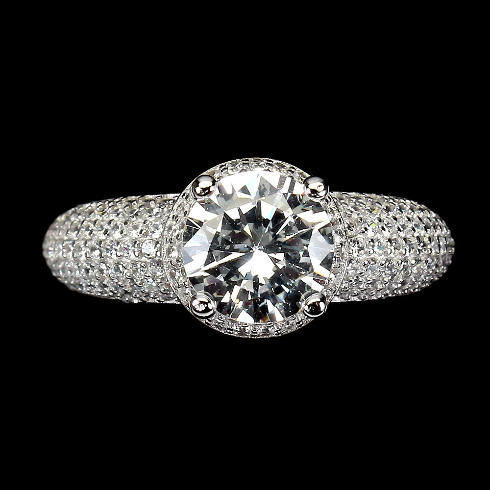 925 Sterling Silver Ring Round Simulated Cz 7mm Jewelry Size 925 Sterling Silver Ring Round Simulated Cz 7mm Jewelry Size