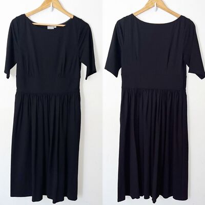 Eshakti black ponte knit fit & flare dress short sleeve sz L 12 | eBay Eshakti black ponte knit fit & flare dress short sleeve sz L 12 | eBay