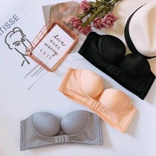 Wireless Lingerie Women Strapless Bra Push Up Padded Add 2 Cup Invisible Bra CDE