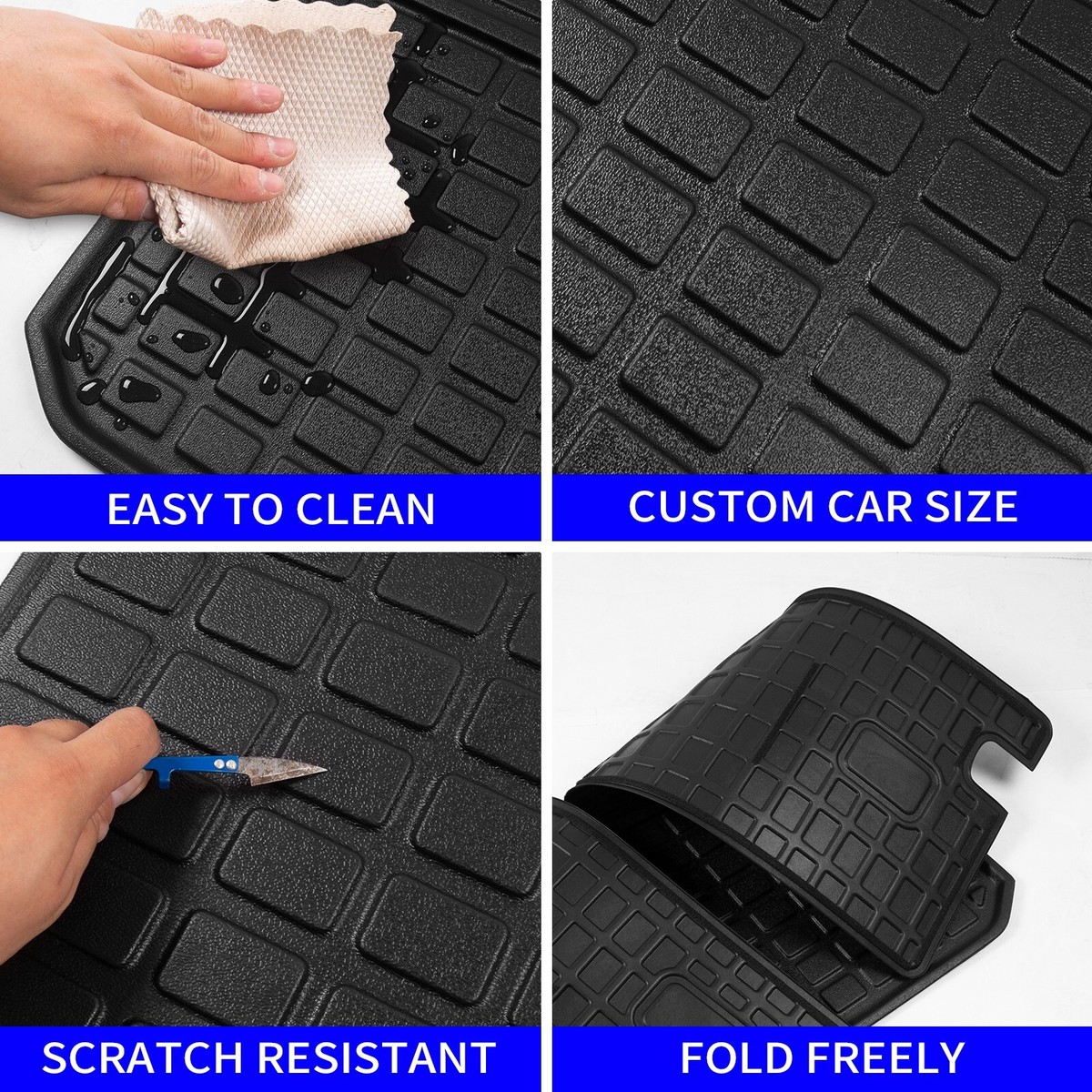Maxzina 5-Piece Floor Mats & Trunk Mat For 2016-2022 Honda Pilot 8-Seater - TPE Black