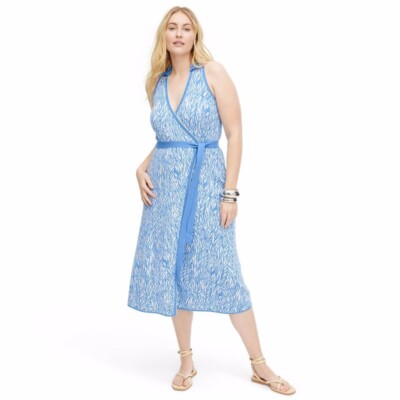Diane von Furstenberg for Target Twig Blue Sweater Knit Midi Wrap Dress  Size XS