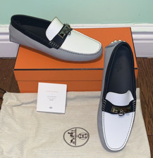 New NIB Hermes HERM S Irving Leather Drivers Driving Loafers - Sz 40.5 EU 7.5 US