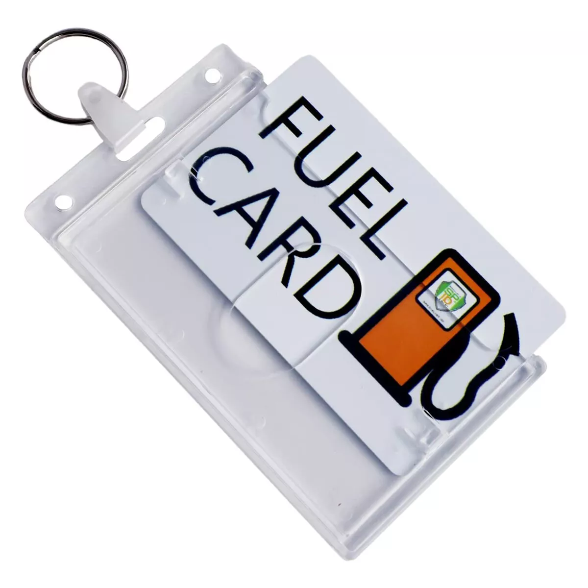 2 Fuel Card Keychain Holders - Rigid Plastic Badge & Key Card Holder w/ Key  Ring