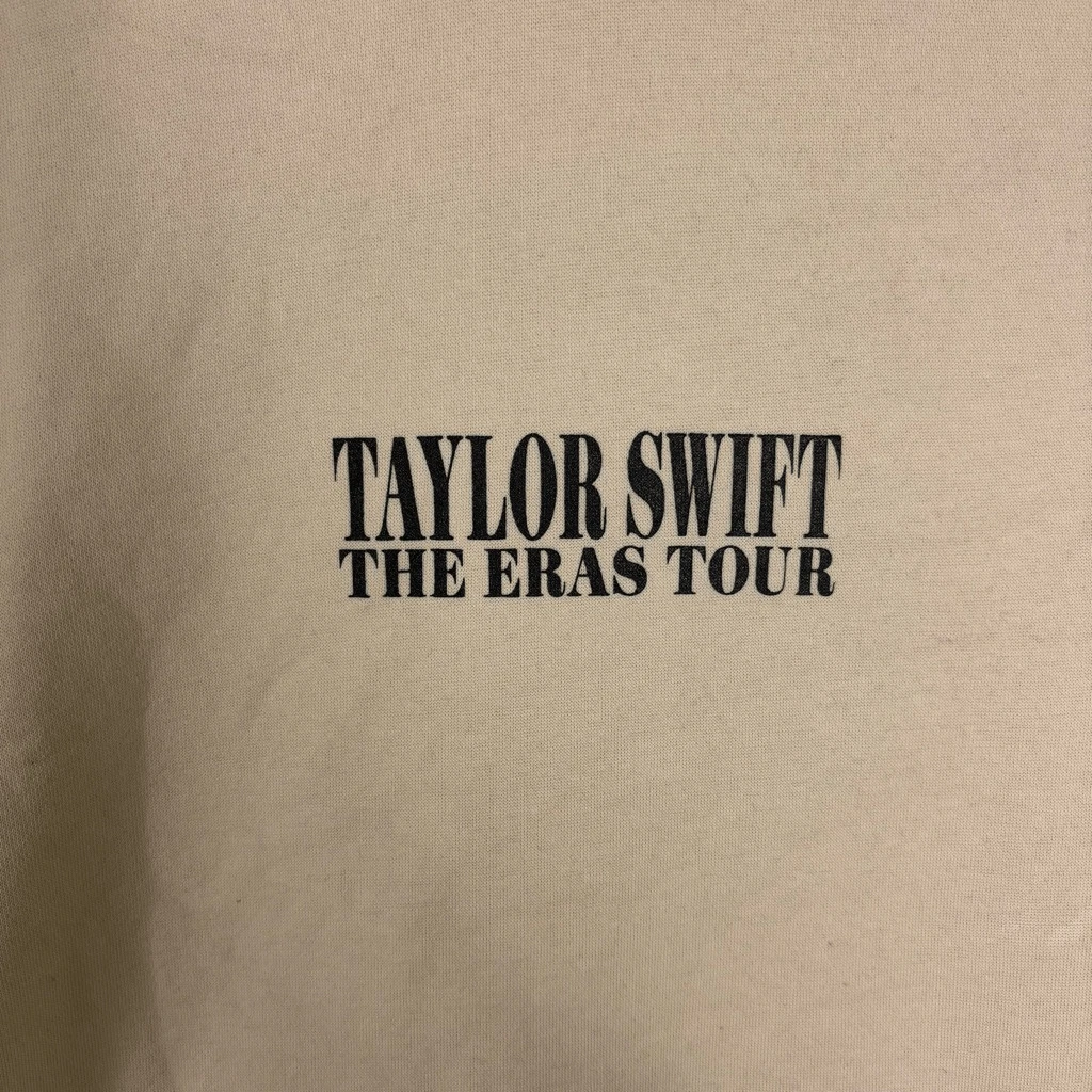 OFF WHITE Felpa Pullover Taylor Swift The Eras Tour Crema con Cappuccio in Pile Taglia Media
