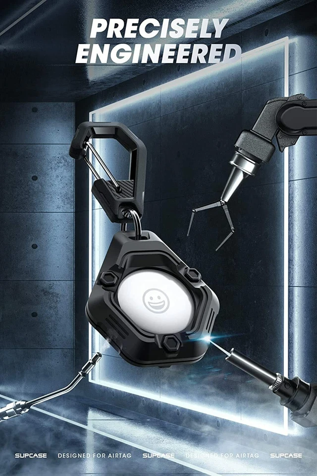 For Apple AirTag Unicorn Beetle PRO Rugged Shockproof Soft Keychain Case - Black - Image 4 of 4