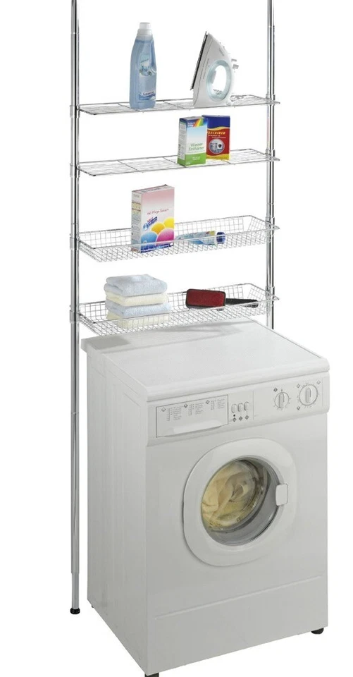 WENKO Scaffale telescopico Ellera - 2 aste di supporto estensibili, 2 ripiani, cestini portaoggetti - Immagine 4 di 4