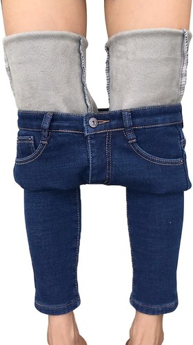 heipeiwa Damen-Winter-Jeans, Dicke Skinny-Hose, Fleece-gefüttert