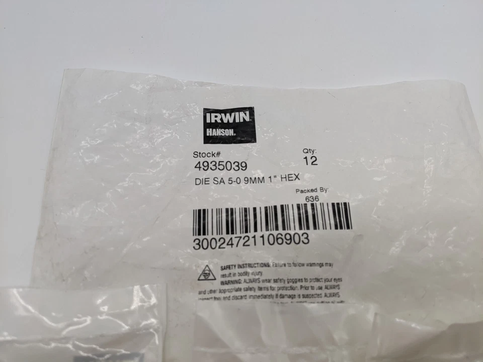 12 Pcs Irwin Hanson 4935039 Die Self Aligning Threading SA 5-0 9mm 1" Hex Tool - Image 4 of 4