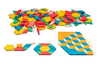 Geometrische Legeplättchen Pattern Blocks, 250 Teile aus RE-Wood , im Karton
