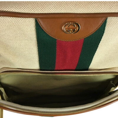G Copy Beige and Brown Backpack with Green and Red Stripe Gucci Women main image 4