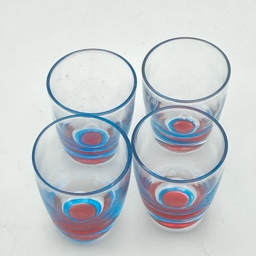 Starbucks Kaffee Espresso Schnapsgläser 4er Set roter & blauer Boden Vintage 2005 - Bild 5 von 11
