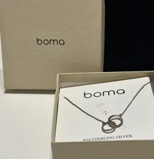 Boma Deluxe Dot Circle Pendant Necklace 925 Sterling Silver Patina