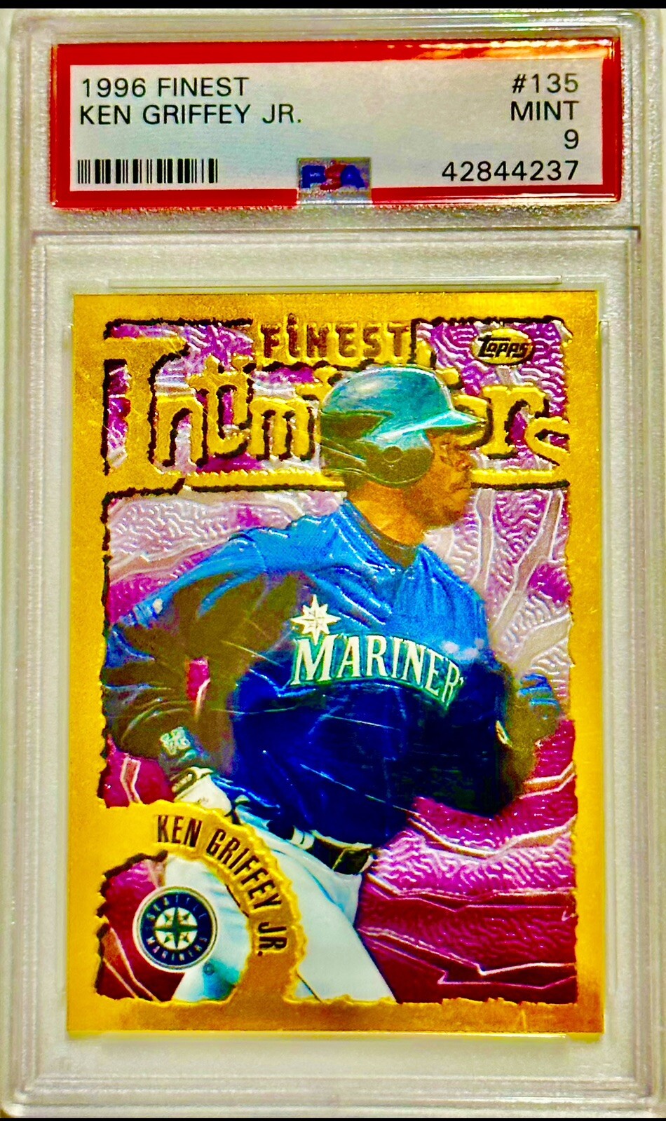 ✨1996 TOPPS FINEST ⚾️ KEN GRIFFEY JR. GOLD INTIMIDATORS #135 RARE SSP PSA 9