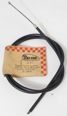 1 NOS Tri-Cor TRIUMPH Throttle Cable 1958 Cub Using 366/2 Amal Twist Grip D412T