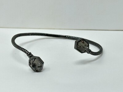 KENDRA SCOTT Dark Gray Gemstone Twisted Dark Metal Cuff Bracelet