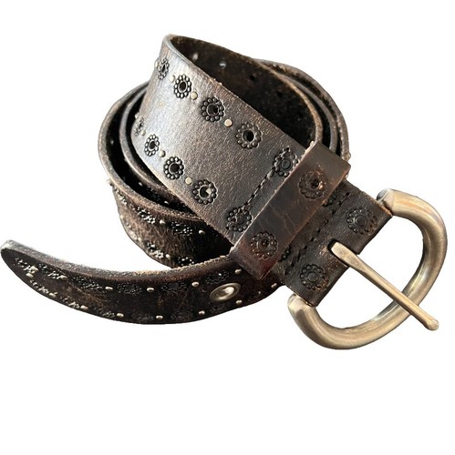 Fossil tooled floral studded leather patchwork belt boho bohemian L Fossil | Accessories | Fossil Floral Stripe Patchwork  main image 4
