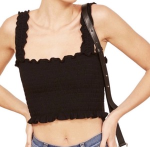 black ruffle crop top