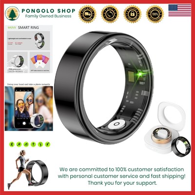 Ultra-Thin Smart Fitness Ring - IP68 Waterproof, Long Battery Life, Size 8